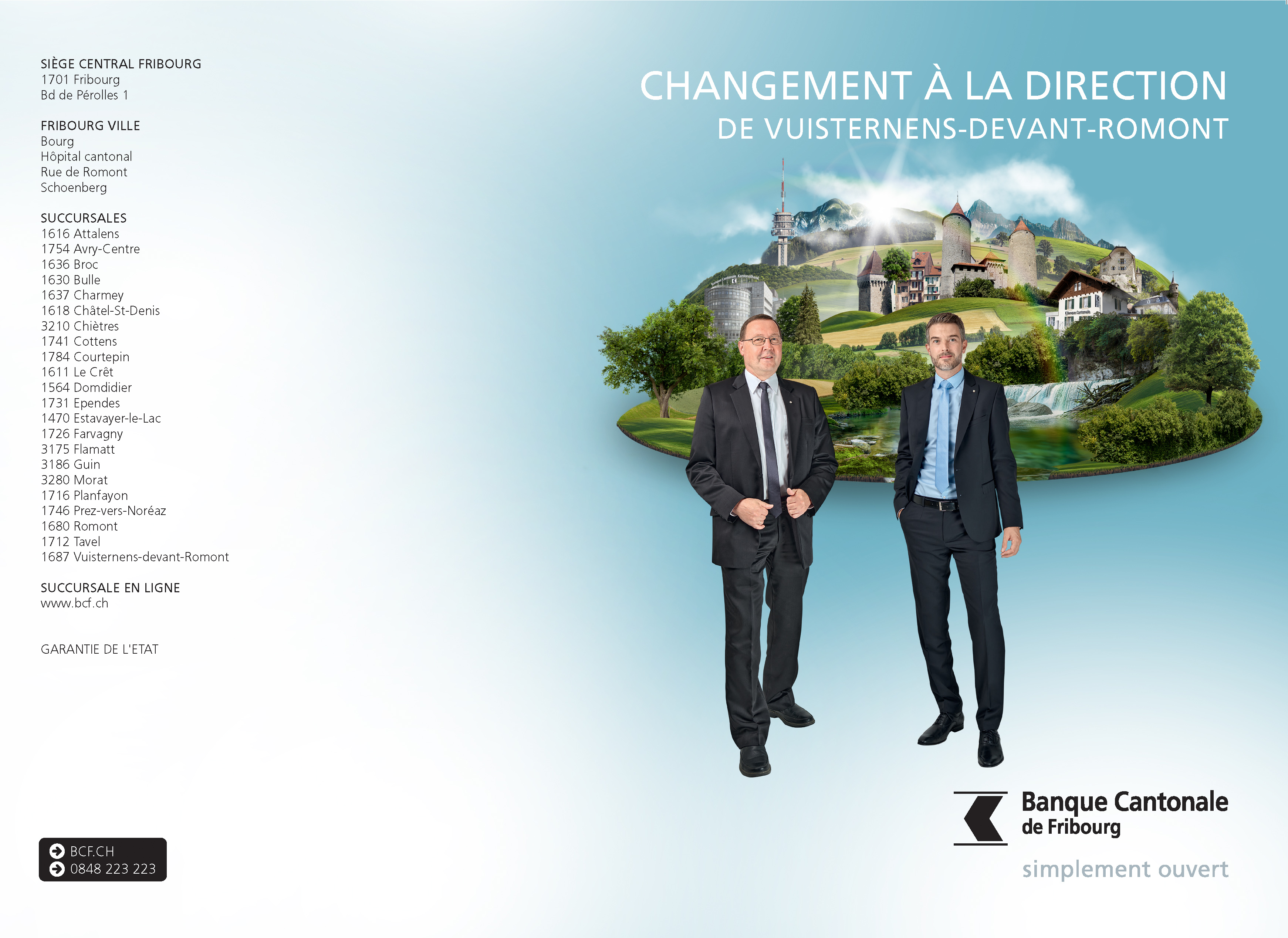 Dépliant Banque Cantonale fribourgeoise de Vuisternens